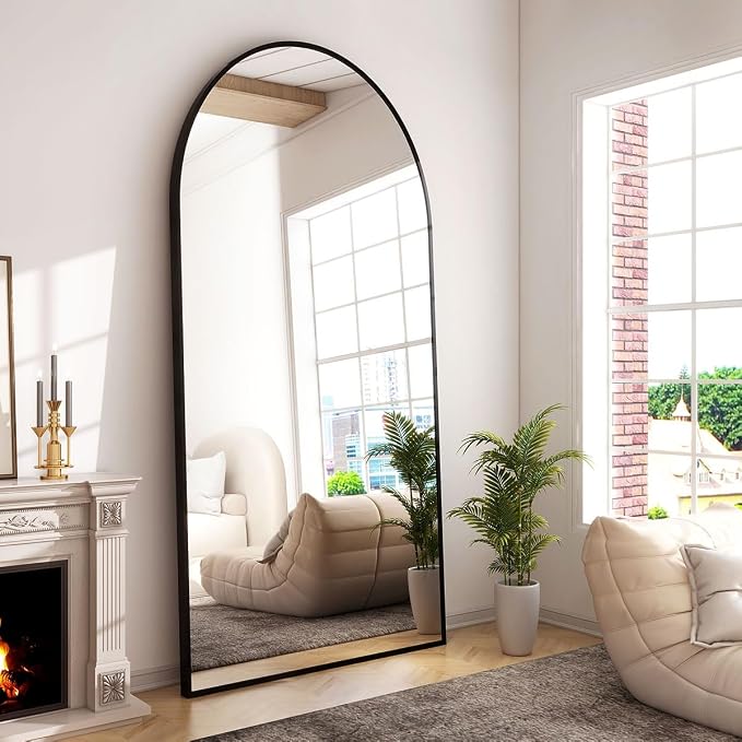 GLSLAND-34x76 inch Wall Mount Arched Full Length Mirror-Aluminum Alloy Frame by GLSLAND