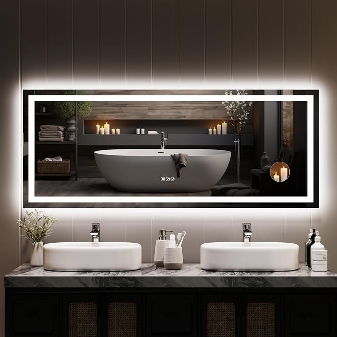 LED Bathroom Mirror 60 x 24 inch, Lighted Bathroom Vanity Mirror - Image 4