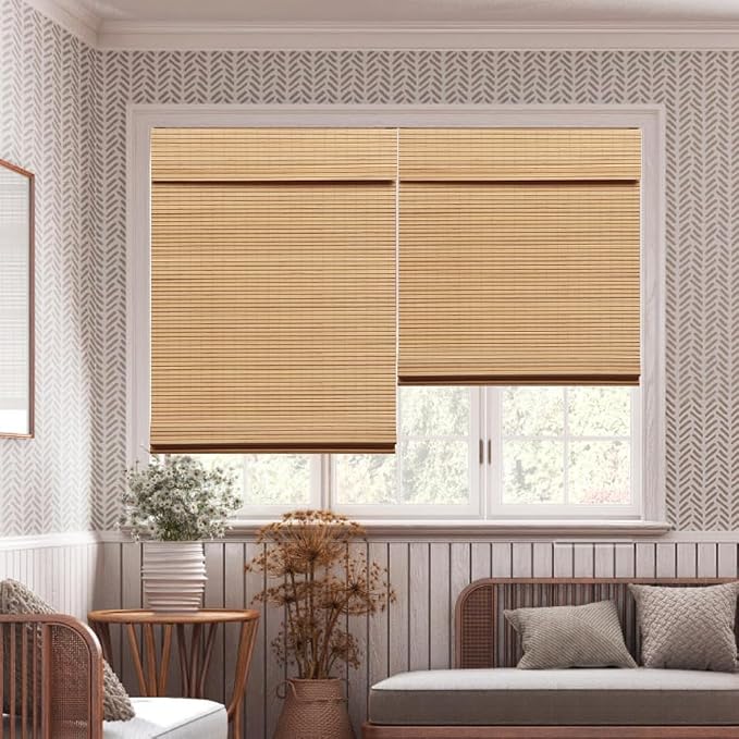 LUCKUP Cordless Bamboo Roman Blinds Shades - Image 7