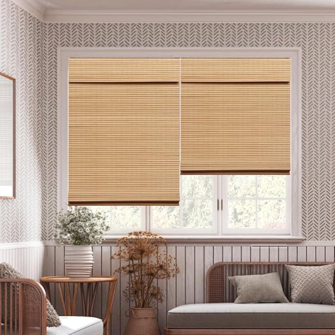 LUCKUP Cordless Bamboo Roman Blinds Shades - Image 7