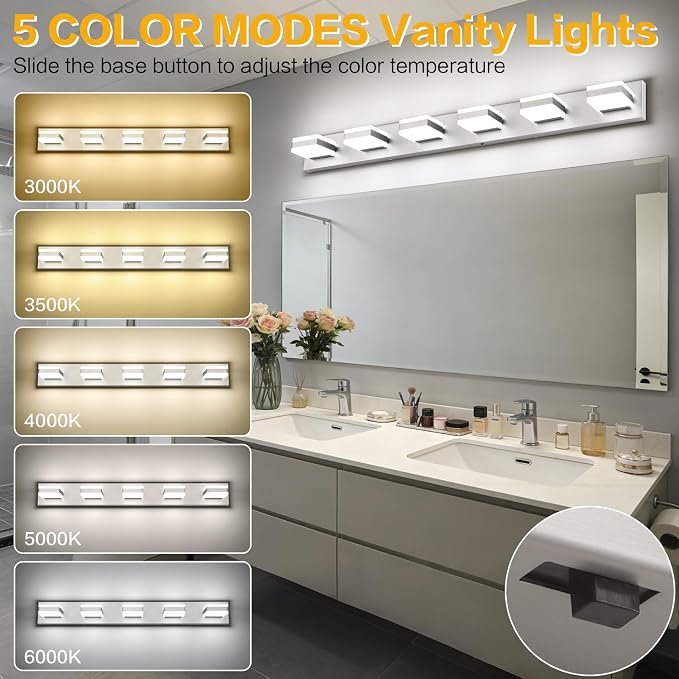 SOLFART Bathroom Light Fixtures, 5 Color Temperature Modern Vanity Lights - Image 3