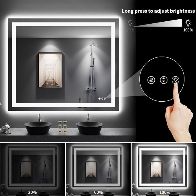 LOAAO 48"X40" LED Bathroom Mirror - Image 4