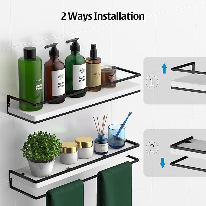 Meangood Floating Shelves Wall Mounted Set of 2, Rustic Wood Wall Storage - Image 5