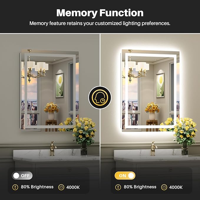 Briivue 28x32 Inch LED Bathroom Mirror - Image 6