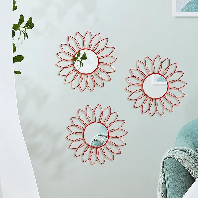 3 Pack Metal Mirrors for Wall Sunburst Wall Mirrors Home Décor Decorative - Image 6