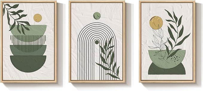Large Framed Sage Green Boho Wall Art - Image 8