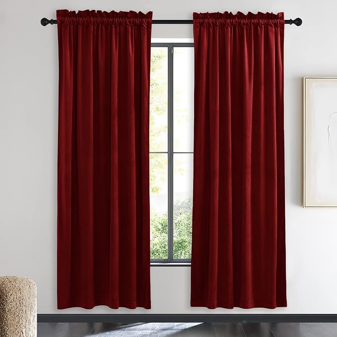 NICETOWN Christmas Red Velvet Curtains and Drapes, Extra Long Elegant Wall by NICETOWN