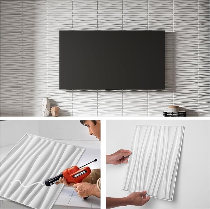 Art3d 24-Pack 3D Wall Panels for Interior Wall Décor, PVC Wavy Textured Accent - Image 4