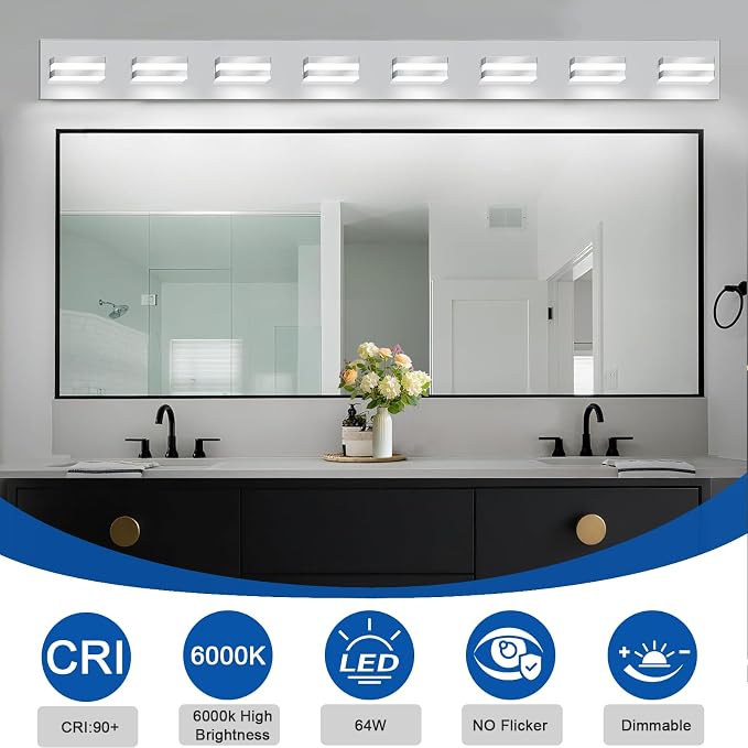 IZORRO LED Modern Bathroom Lights Fixtures, Chrome Acrylic Wall Lighting - Image 4
