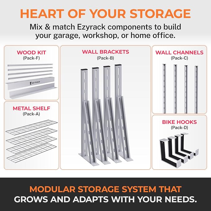 Heavy Duty Metal Brackets for Garage Wall Shelving, Modular Wall Mounted - Image 7