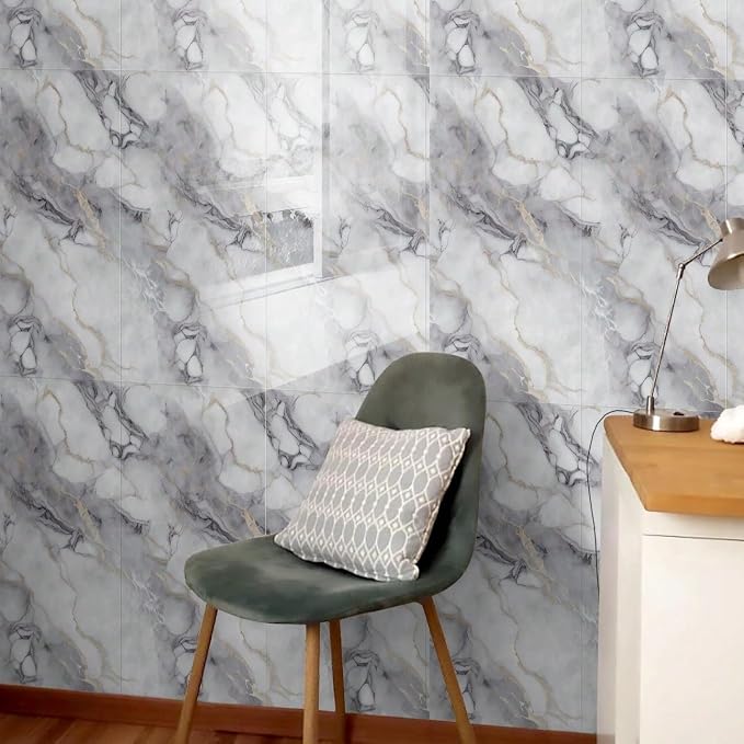 10pcs Thick Marble Peel and Stick Waterproof Wall Panels, Heat-Resistant - Image 3