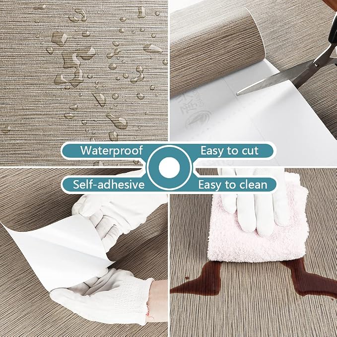 VEELIKE Taupe Grasscloth Peel and Stick Wallpaper Textured Faux Grasscloth - Image 8
