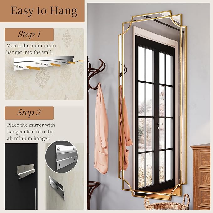 Kelly Miller 70"x30" Large Gold Beveled Full Length Mirror, Traditional - Image 7