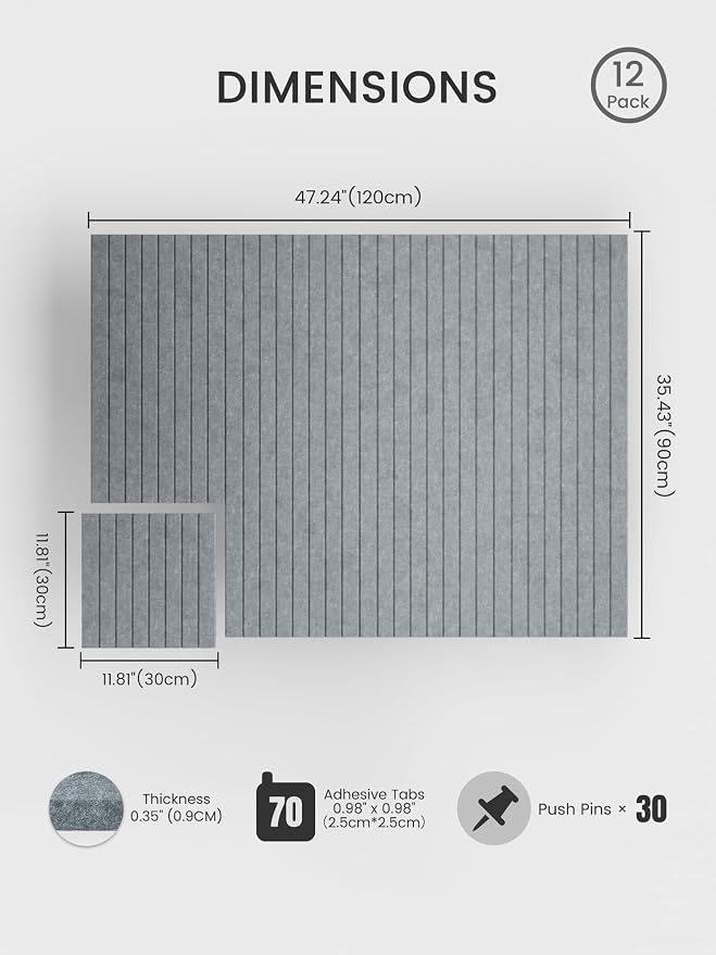 Bumusty Large Cork Board Alternative-48 x 36" Felt Bulletin Board Tiles - Image 2
