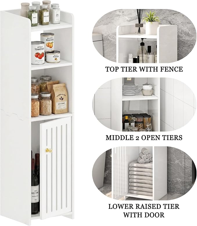 Narrow Bathroom Storage Cabinet, 4-Tier Slim Bathroom Organizers - Image 7