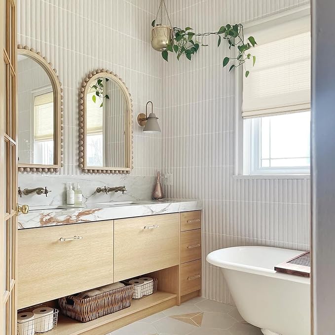 TWOPAGES Natural Woven No Drill Roman Shades, Custom Cordless Blackout Bamboo - Image 2