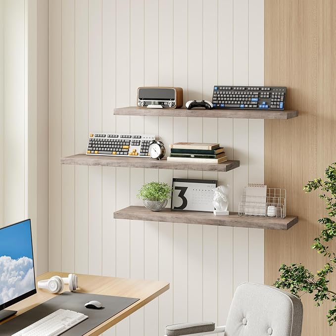 RALGEND Floating Shelves for Wall, 1.5" Thick Wall Shelf Set of 3 - Image 8