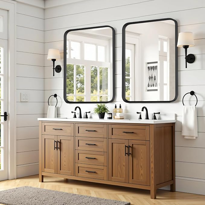 Bathroom Mirror for Wall, 36x24 Inch Rounded Rectangle Mirror, Tempered Glass - Image 7