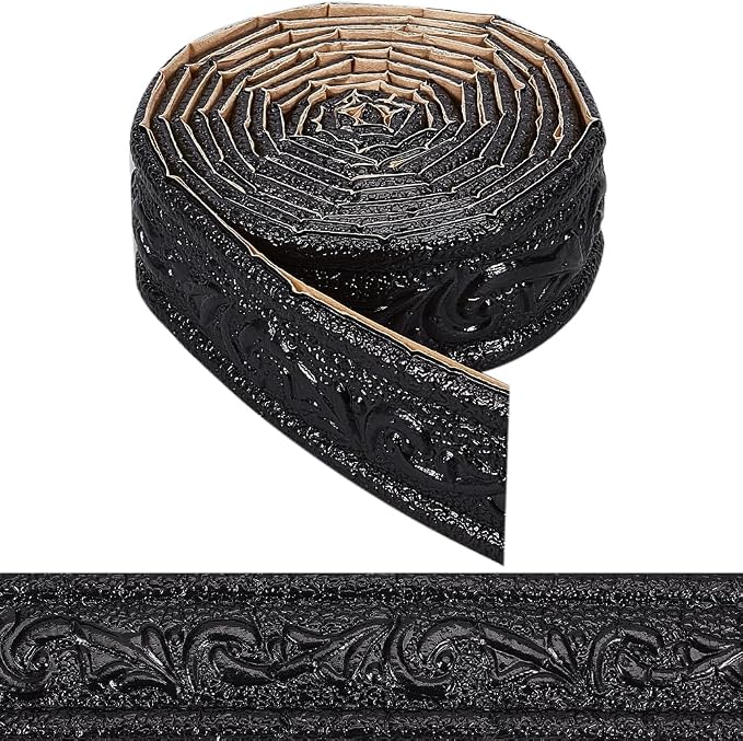 CRASPIRE 90x1.8in Peel Stick Foam Molding Black Baseboard Trim Self Adhesive by CRASPIRE