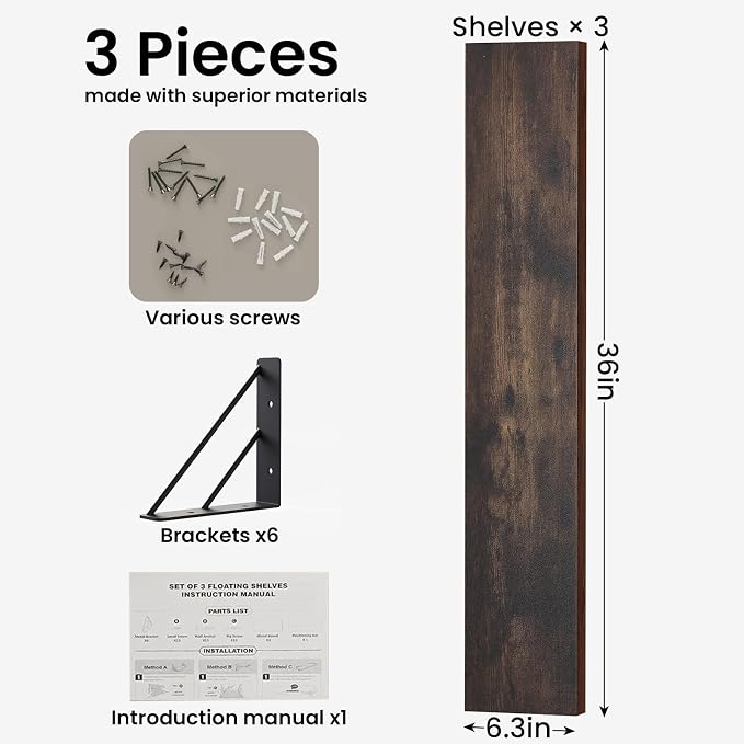 BAYKA Wall Shelves for Bedroom Decor, Floating Shelves for Wall, Display - Image 2
