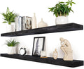 60 inch Black Floating Shelves for Wall 8 -inch deep Set of 2, Heavy Duty Solid by xwne