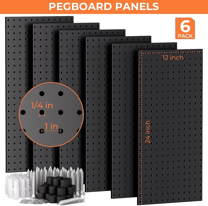INCLY 226PCS Metal Pegboard Wall Organizer, 48x36 Inch Black Peg Board Panels - Image 3
