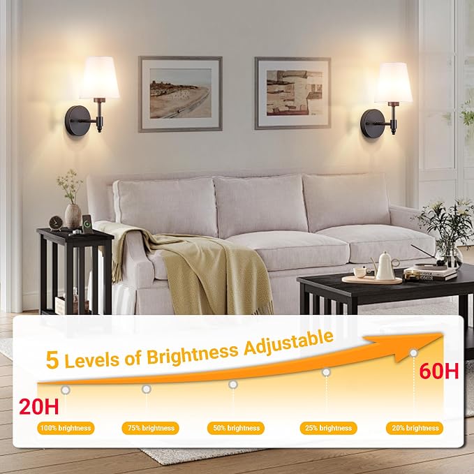 Vimhou Peel and Stick Wall Sconces, Stick On Wall Sconce Set of 2, Battery - Image 5