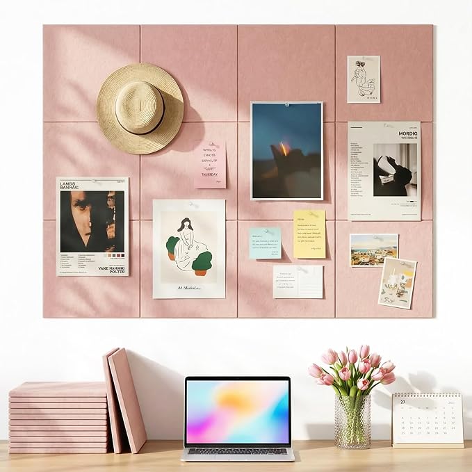 Aothia 12-Pack Felt Bulletin Board Tiles by AothiaSimpleNaturalUnique