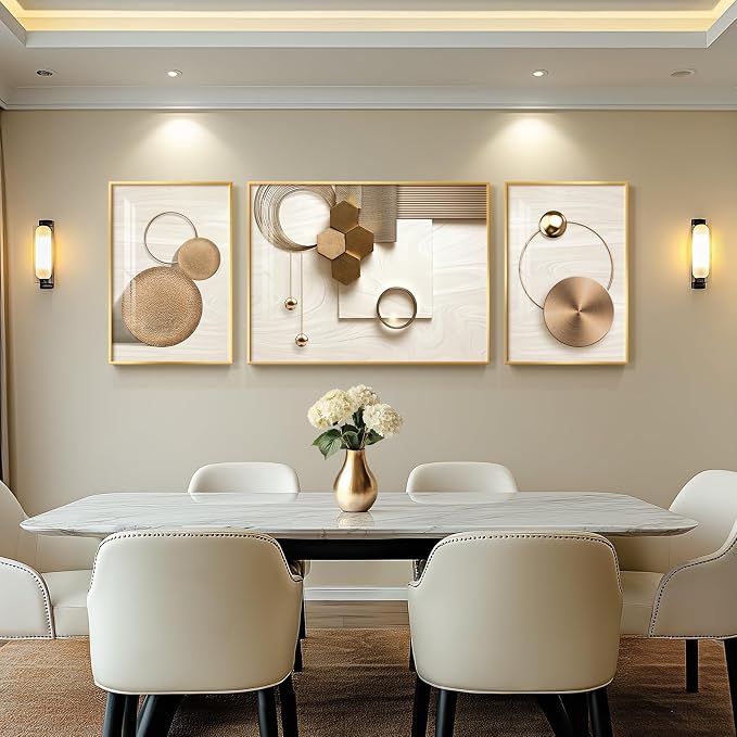 Large Framed Modern Luxury Gold Wall Art - Image 3