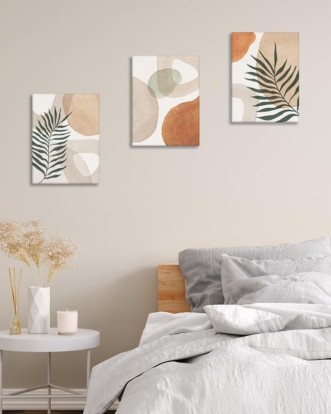 HesenDot Abstract Botanical Wall Art Set of 3, 30x40CM Neutral Plant Framed - Image 5