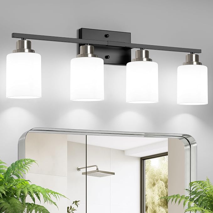 Ascher Bathroom Light Fixtures, 4-Light Vanity Light Over Mirror, Wall Lamp by Ascher