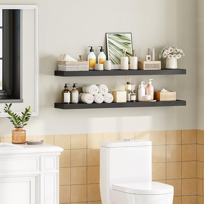 HOOBRO Floating Shelves for Wall, Wall Mounted Shelf Set of 2, 47.2" Hanging - Image 6