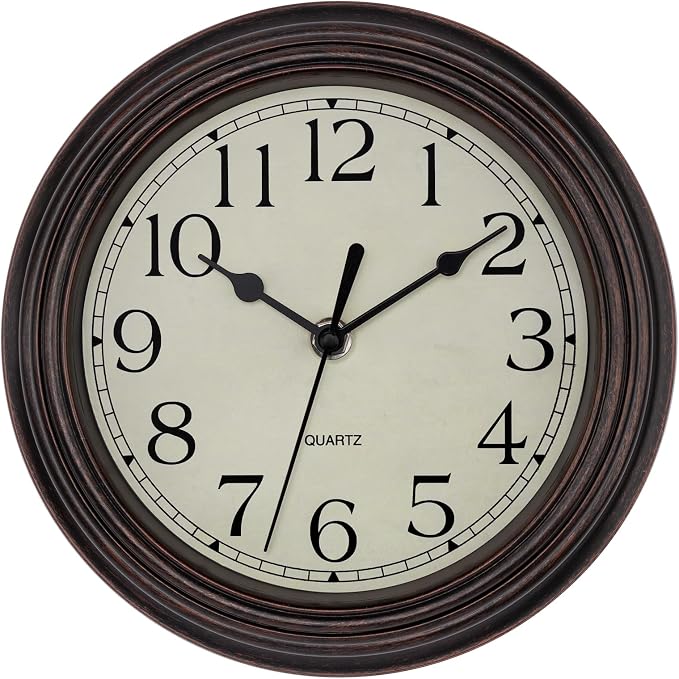 Foxtop 9 Inch Wall Clock Battery Operated Silent Non-Ticking Small Classic by Foxtop