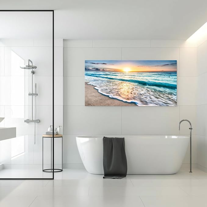 Baisuart S02298 Canvas Prints Wall Art Beach Sunset Ocean Waves Nature Pictures - Image 9