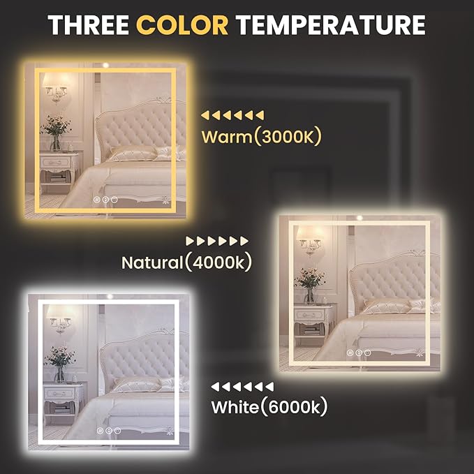 LOAAO 40"X40" LED Mirror for Bathroom, Lighted Bathroom Mirror - Image 5