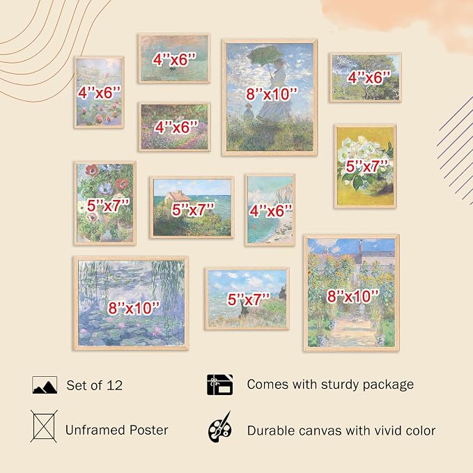 KBKBART Claude Monet Eclectic Wall Art, Monet Prints - Image 2