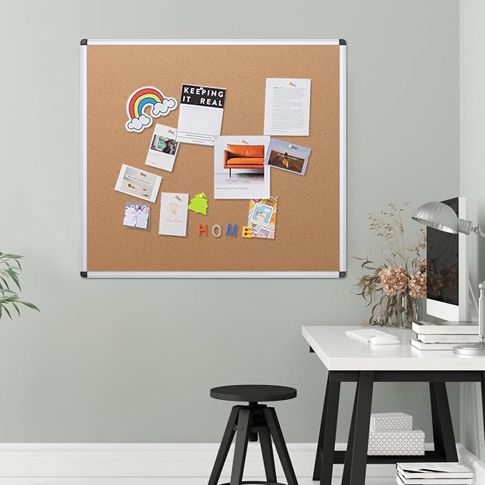 VIZ-PRO Cork Bulletin Board, 48 X 48 Inches, Wall-Mounted Corkboard - Image 5