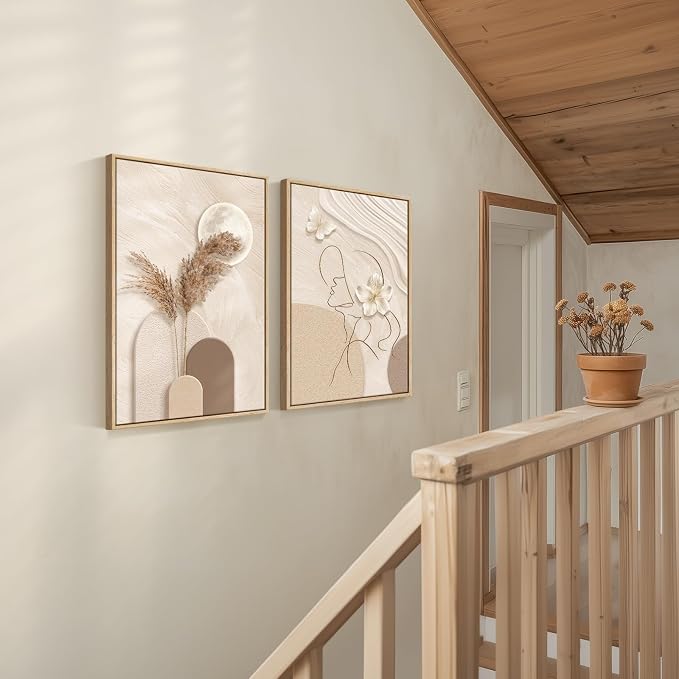Large Framed Neutral Abstract Wall Art - Image 4