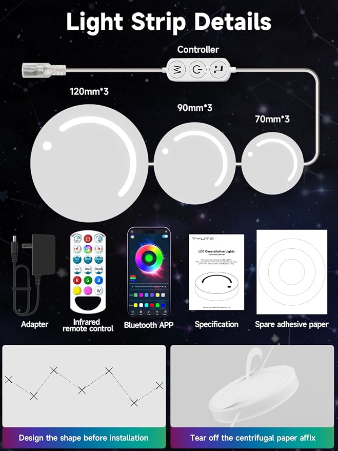 GIPOYENT Smart Wall Light, 9-Piece LED DIY Constellation Light, RGB Color - Image 6