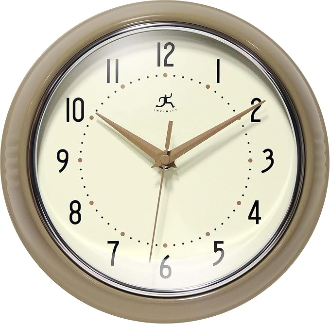 Infinity Instruments LTD. Retro 9 inch Silent Sweep Non-Ticking Mid Century by InfinityInstruments