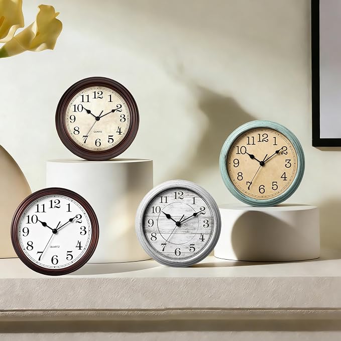 Wall Clock, 9 Inch Silent Wall Clocks Battery Operated, Decorative Clocks - Image 3