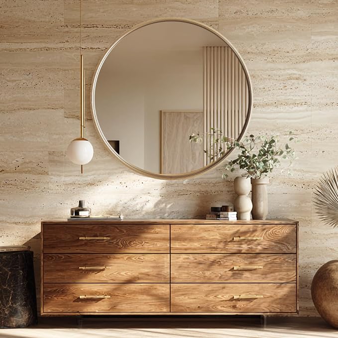 USHOWER Gold Bathroom Mirrors for Over Sink, 36 Inch Circle Mirror - Image 8
