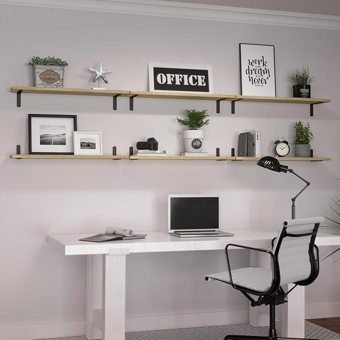 WOPITUES Wood Floating Shelves Set of 6, 24 inch Long Floating Shelves - Image 7