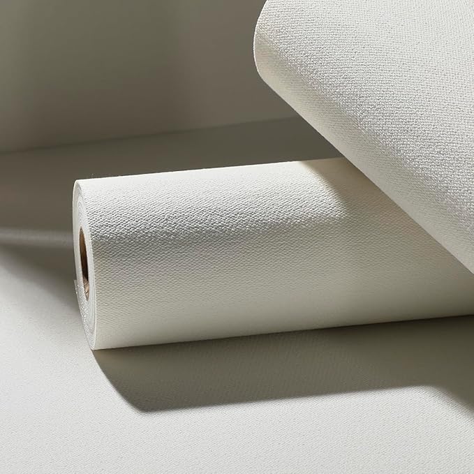White Peel and Stick Wallpaper Slight Velvety Feeling Woven Fabric Grasscloth - Image 2