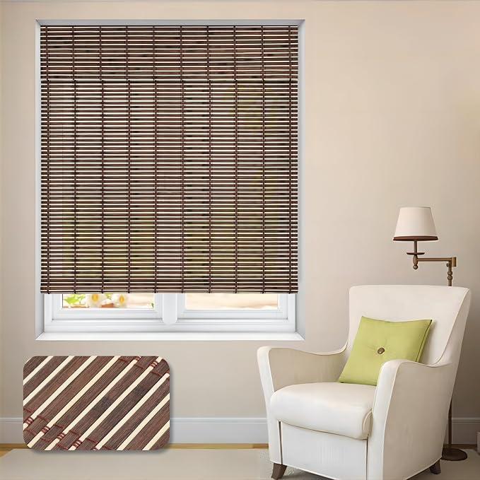 LUCKUP Cordless Roman Shades, Roll Up Bamboo Blinds by LUCKUP