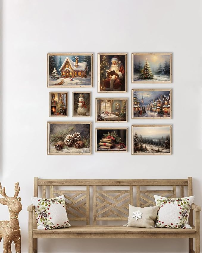 KBKBART Christmas Wall Art Prints Set of 10, Winter Christmas Picture Wall - Image 7