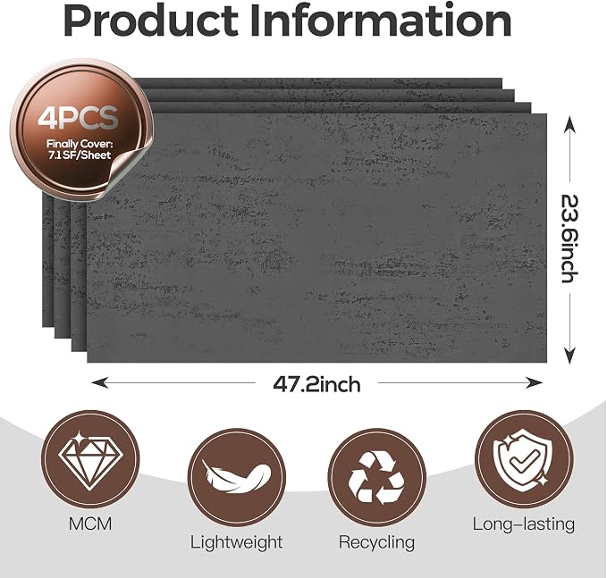 KASARO 3D Faux Stone Wall Panels, Modified Clay Material, Accent - Image 6
