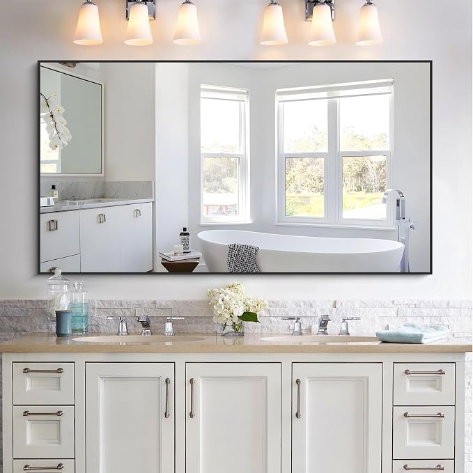 KOCUUY Bathroom Mirror, 30x55 Inch Large Black Mirrors - Image 3