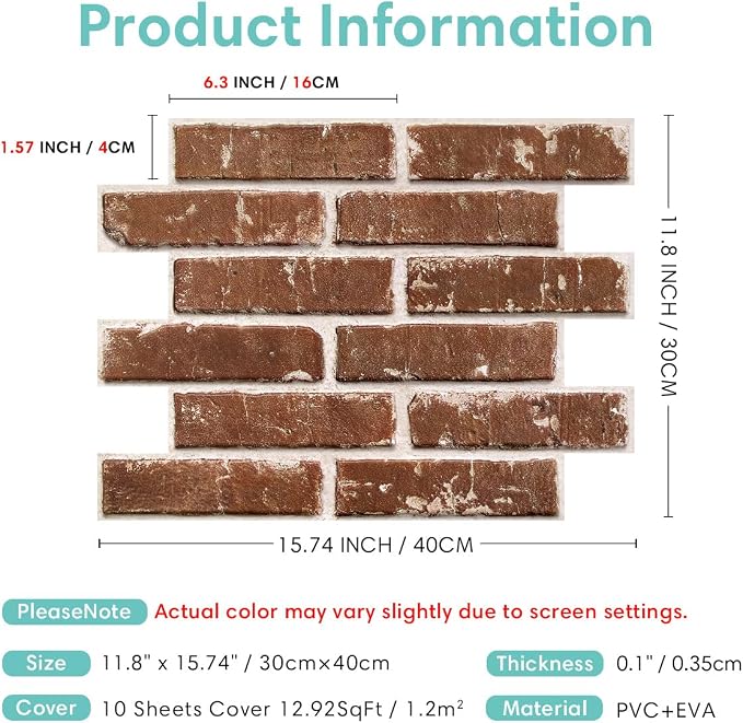 Commomy 3D Peel and Stick Brick, Ultralight Thin PVC Faux Brick Wall Panels - Image 5
