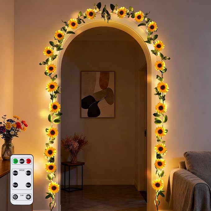 GOESWELL Artificial Sunflower Garland by SolarOutdoorLights